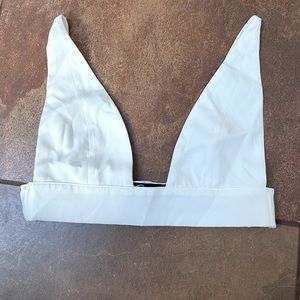 Babylon white plunge neck crop top small